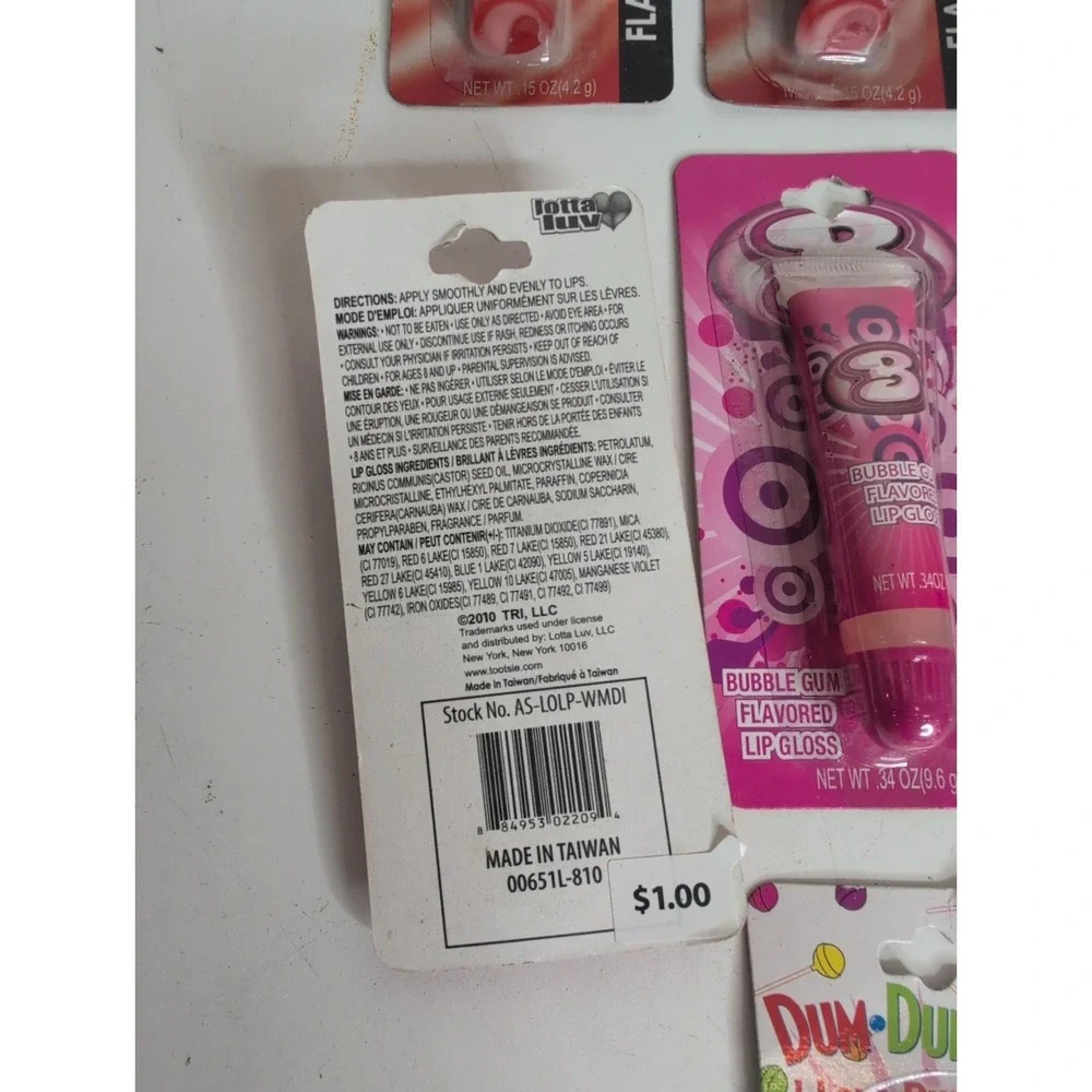Vtg Mixed Lot (10) Lotta Luv Lip Gloss/ Balm 2010 Mountain Dew Blow Pop Snoopy